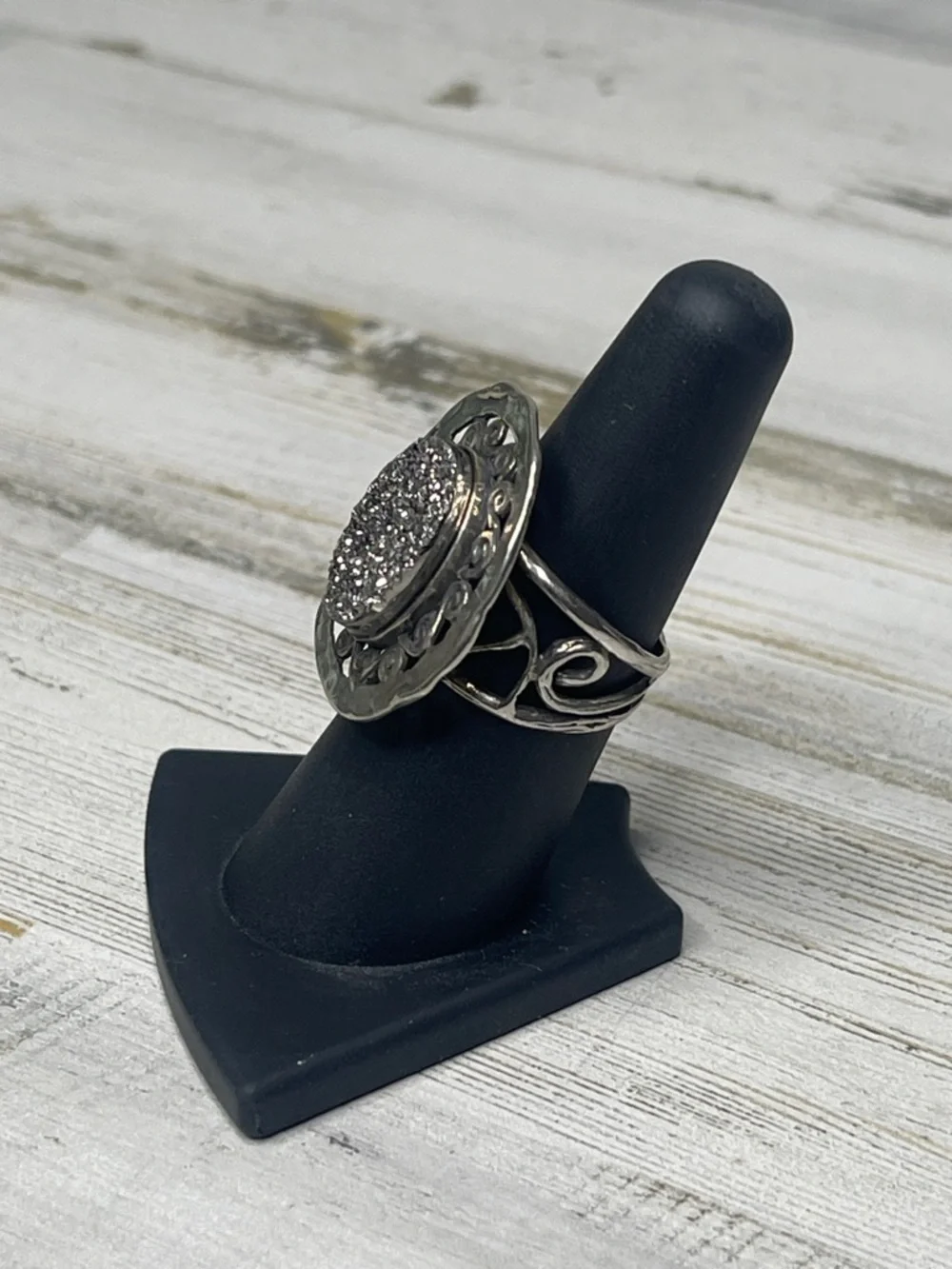 Or Paz Sterling Silver Druzy Oval Statement Ring